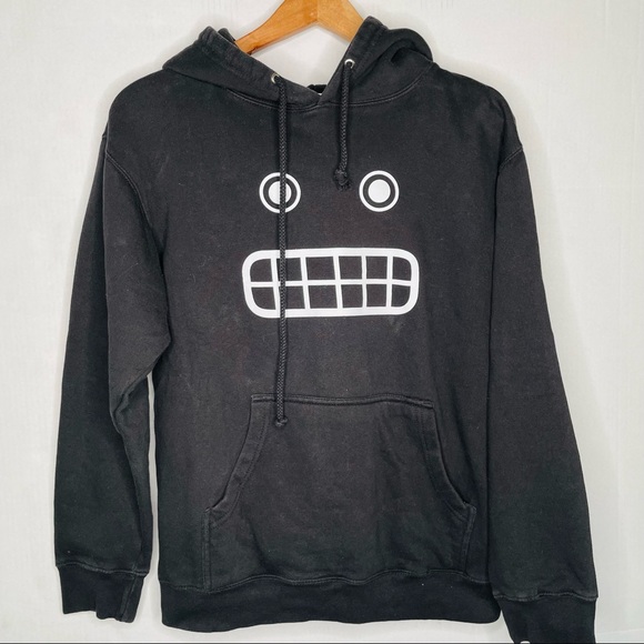 Odin New York Grin Face Screen Pullover Black Sweatshirt Men Hoodie Size: Small - Picture 1 of 4